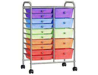 vidaXL Opbergtrolley met 15 lades mobiel XXL kunststof meerkleurig