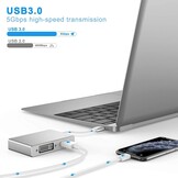 HuiHeng 4-in-1 USB-C naar HDMI, VGA en DVI Adapter - Zilver