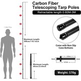 DOBEN Telescopische Tarpstokken - Set van 2 - Verstelbaar Koolstofvezel - 290 cm