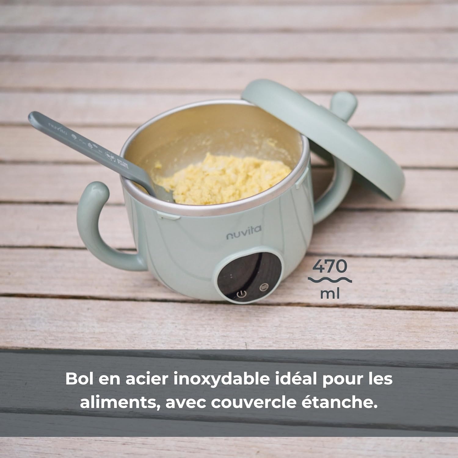 Nuvita Pappa'n'Go Draagbare Babyvoedingverwarmer 470 ml - Saliegroen