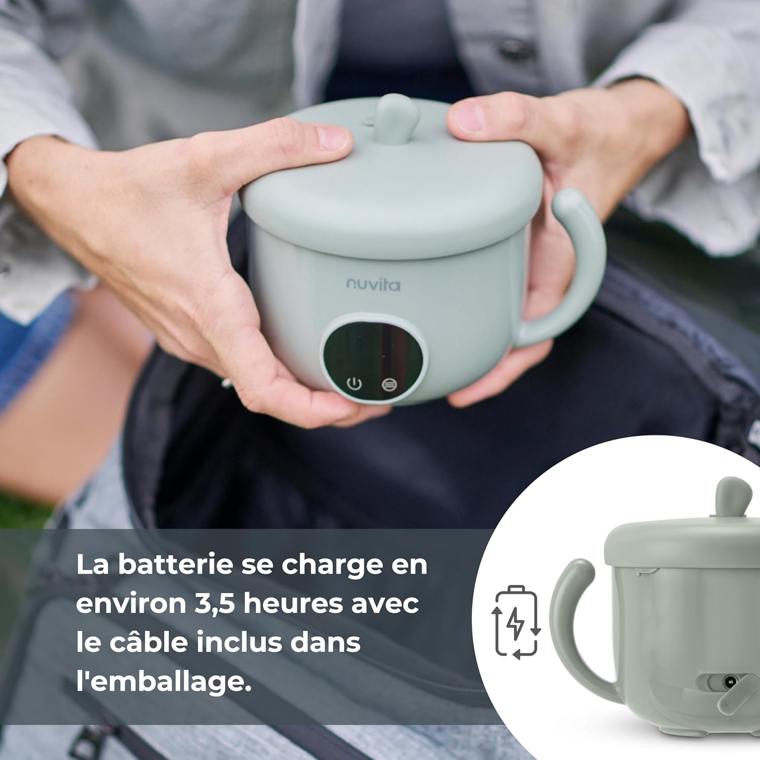 Nuvita Pappa'n'Go Draagbare Babyvoedingverwarmer 470 ml - Saliegroen