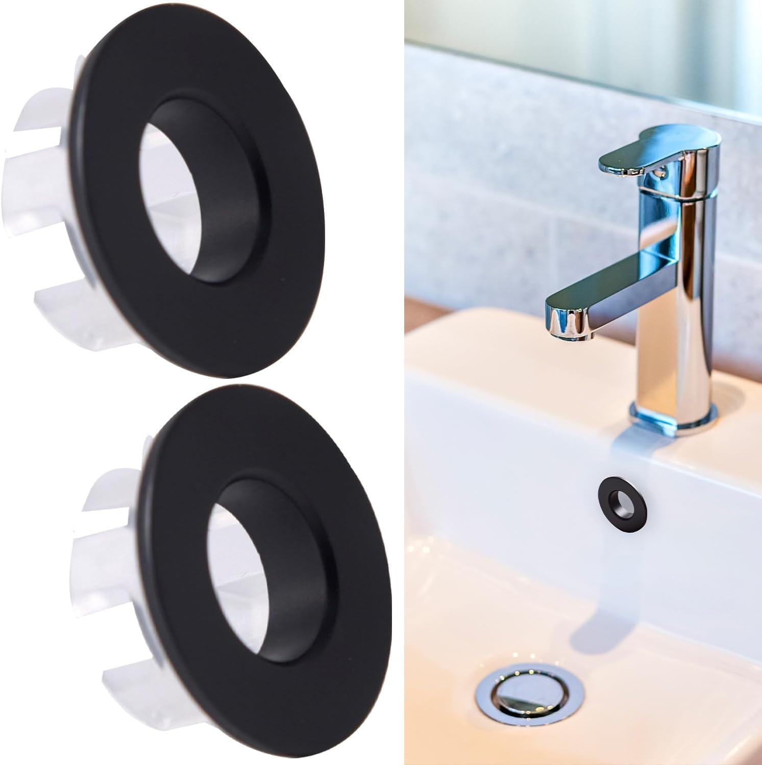2x Overloopring Zwart Mat - Ringen voor Wastafel (22-24mm) - 76% Korting