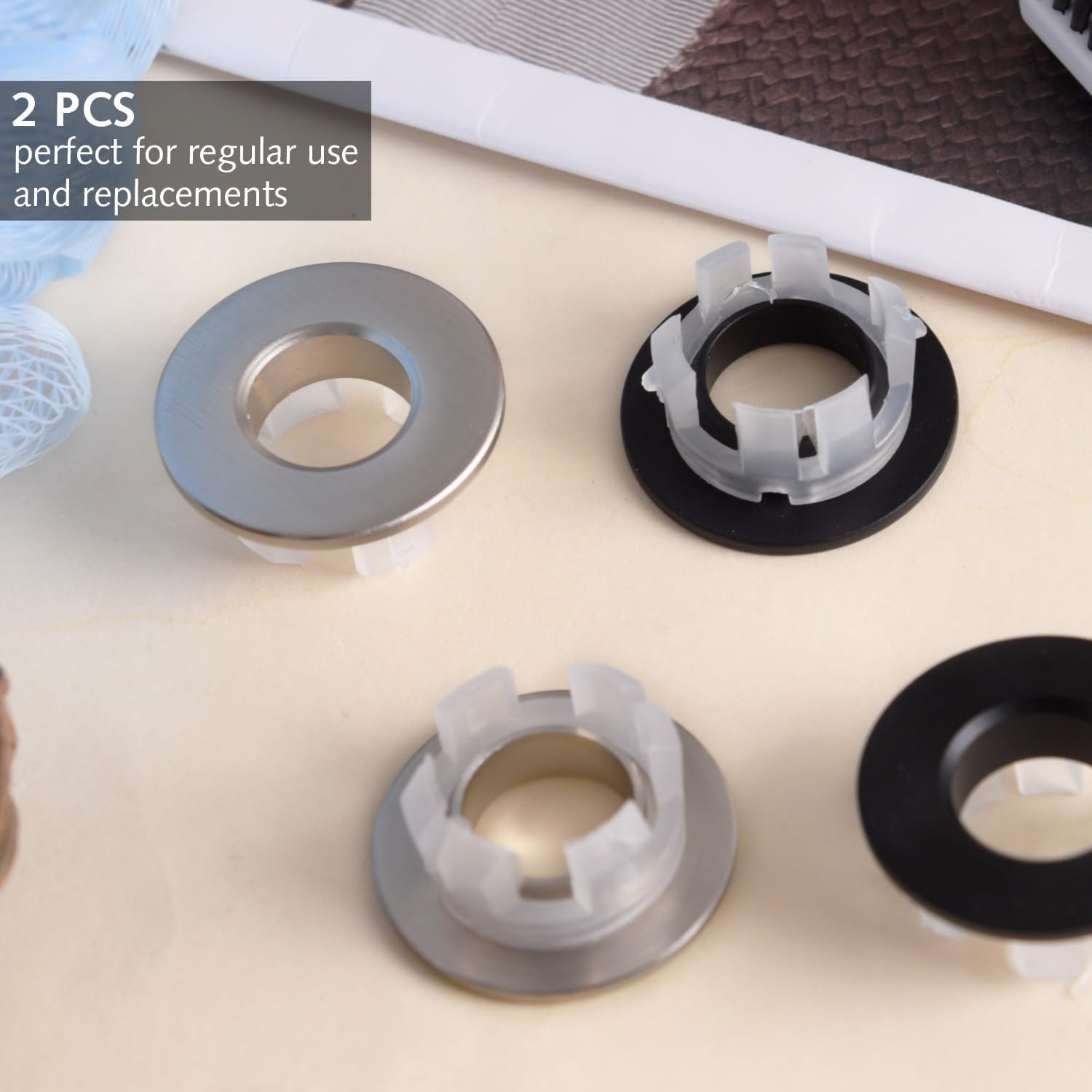 2x Overloopring Zwart Mat - Ringen voor Wastafel (22-24mm) - 76% Korting