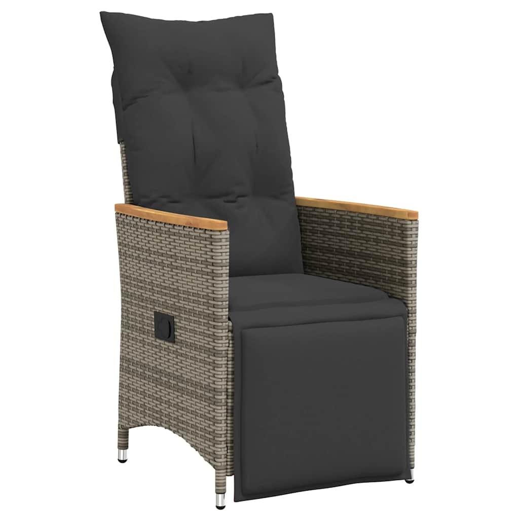 vidaXL Tuinstoelen 2 st verstelbaar met kussens poly rattan grijs