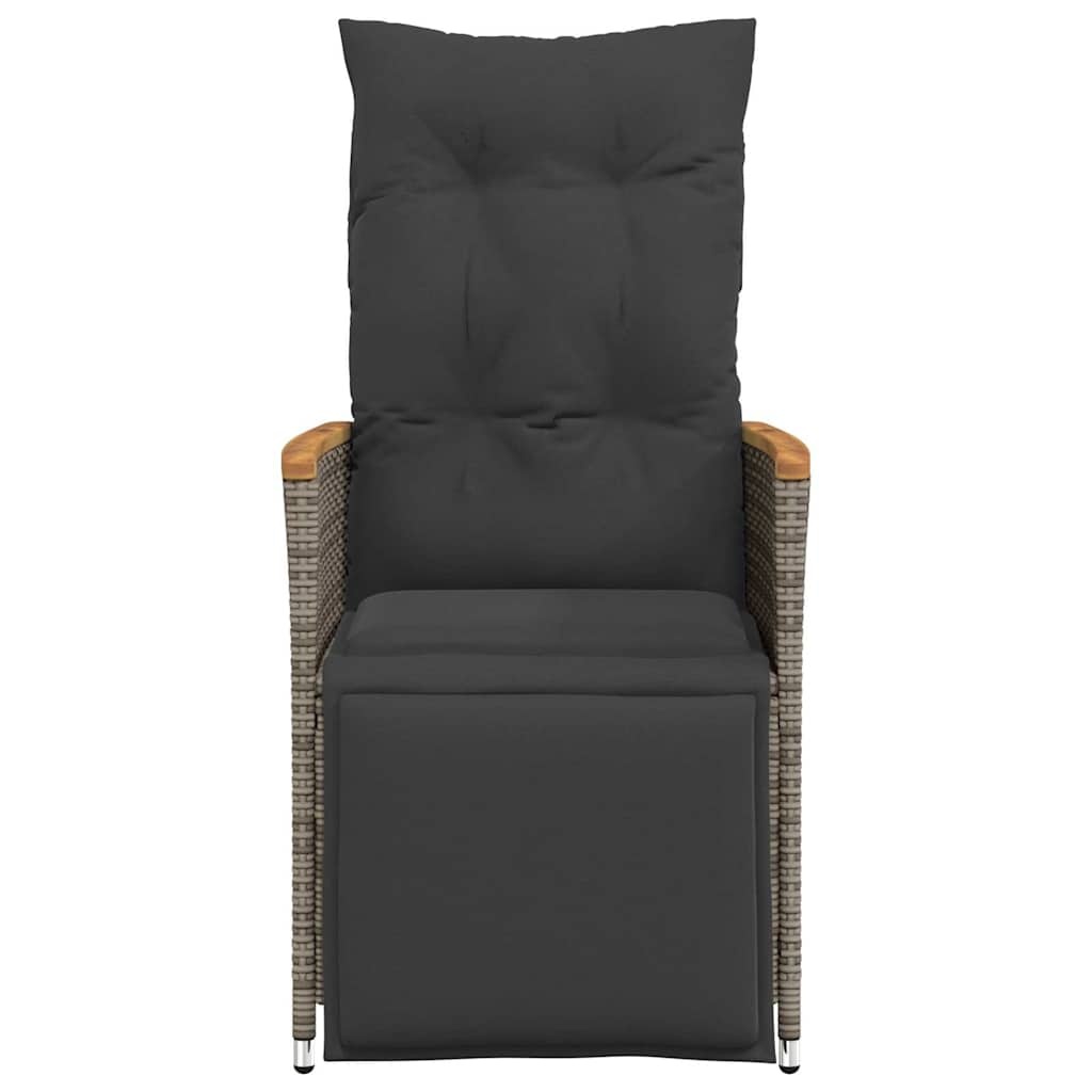 vidaXL Tuinstoelen 2 st verstelbaar met kussens poly rattan grijs