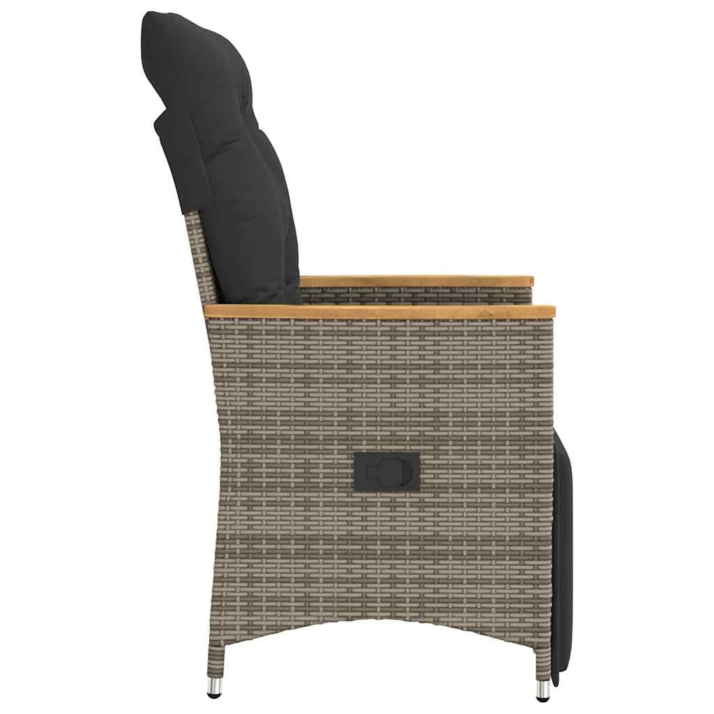 vidaXL Tuinstoelen 2 st verstelbaar met kussens poly rattan grijs