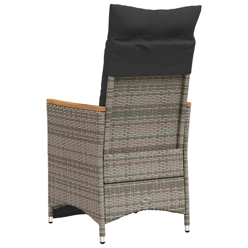 vidaXL Tuinstoelen 2 st verstelbaar met kussens poly rattan grijs