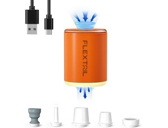 Fextailgear Tiny Pump 2x Vacuümzak Pomp met 1300 mAh Batterij Mini Luchtpomp 0,2 lbs Type C Oplaadbaar om deflate op te blazen voor zwembad drijvingen luchtbed luchtmatras vacuüm opbergzakken