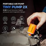 Fextailgear Tiny Pump 2x Vacuümzak Pomp met 1300 mAh Batterij Mini Luchtpomp 0,2 lbs Type C Oplaadbaar om deflate op te blazen voor zwembad drijvingen luchtbed luchtmatras vacuüm opbergzakken