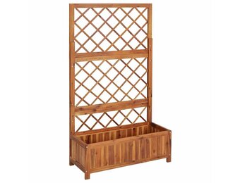 vidaXL Plantenbak verhoogd met latwerk 85x38x150 cm massief acaciahout