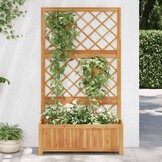 vidaXL Plantenbak verhoogd met latwerk 85x38x150 cm massief acaciahout