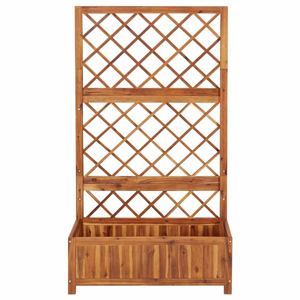 vidaXL Plantenbak verhoogd met latwerk 85x38x150 cm massief acaciahout