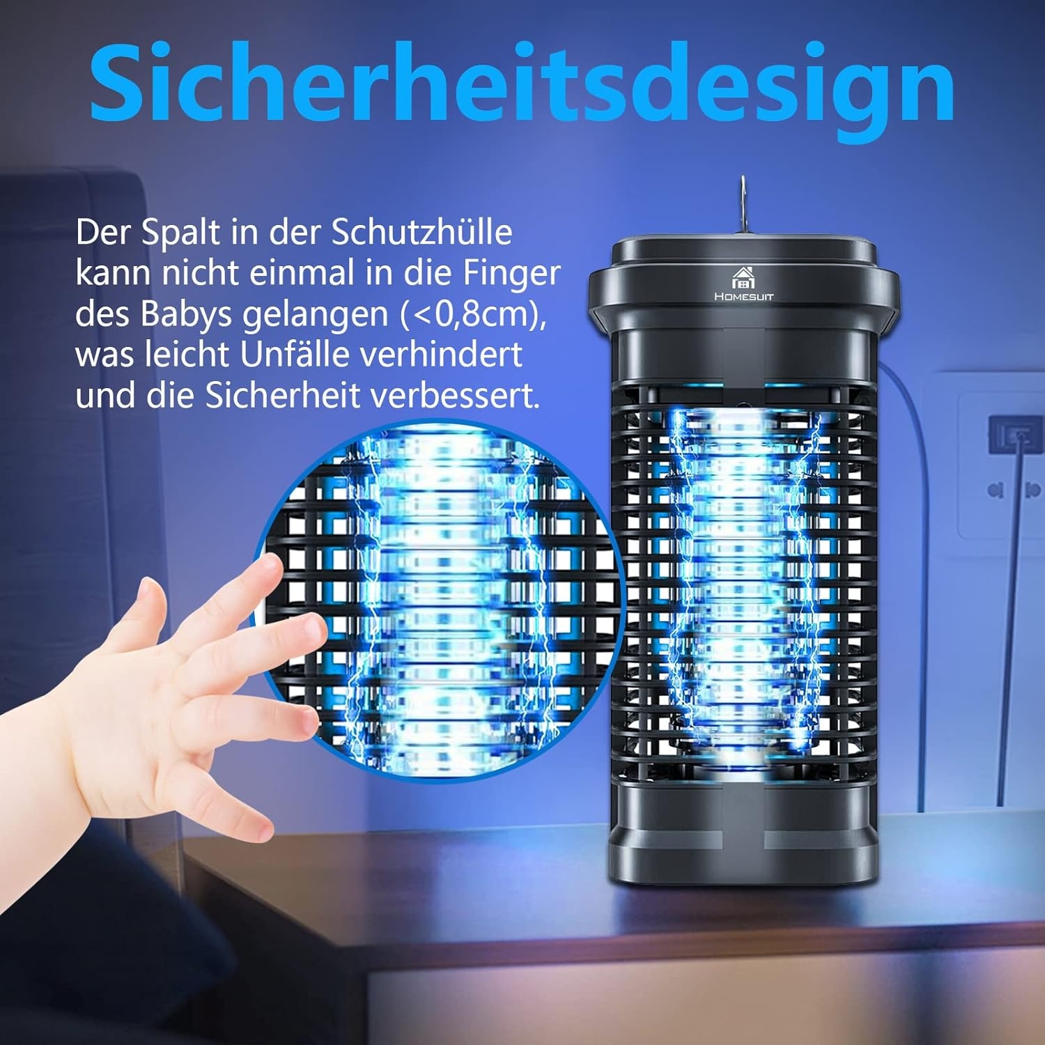 Homesuit Vliegenval, elektrische insectenverdelger, muggenlamp, muggenafweer, outdoor, 20 W, 4000 V, elektrische muggenzapper, effectief voor het verminderen van vliegende insecten voor binnen