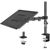 REDBAT-monitorarm met geventileerde laptoplade, volledig verstelbaar voor 13-32 inch LCD LED-schermen en notebooks tot 16 inch, met 2 montageopties, kantelen, zwenken en roteren