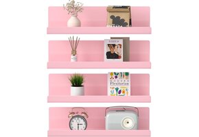 Set van 4 Roze Zwevende Wandplanken - Waterdicht Plastic