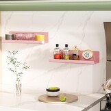 WELDUN Zwevende Wandplanken Set van 4 - Decoratieve Opbergplanken Pink Plastic