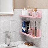 WELDUN Zwevende Wandplanken Set van 4 - Decoratieve Opbergplanken Pink Plastic