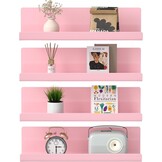 WELDUN Zwevende Wandplanken Set van 4 - Decoratieve Opbergplanken Pink Plastic