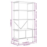 vidaXL Opbergrek 5-laags met kast 80x40x163 cm staal en bewerkt hout