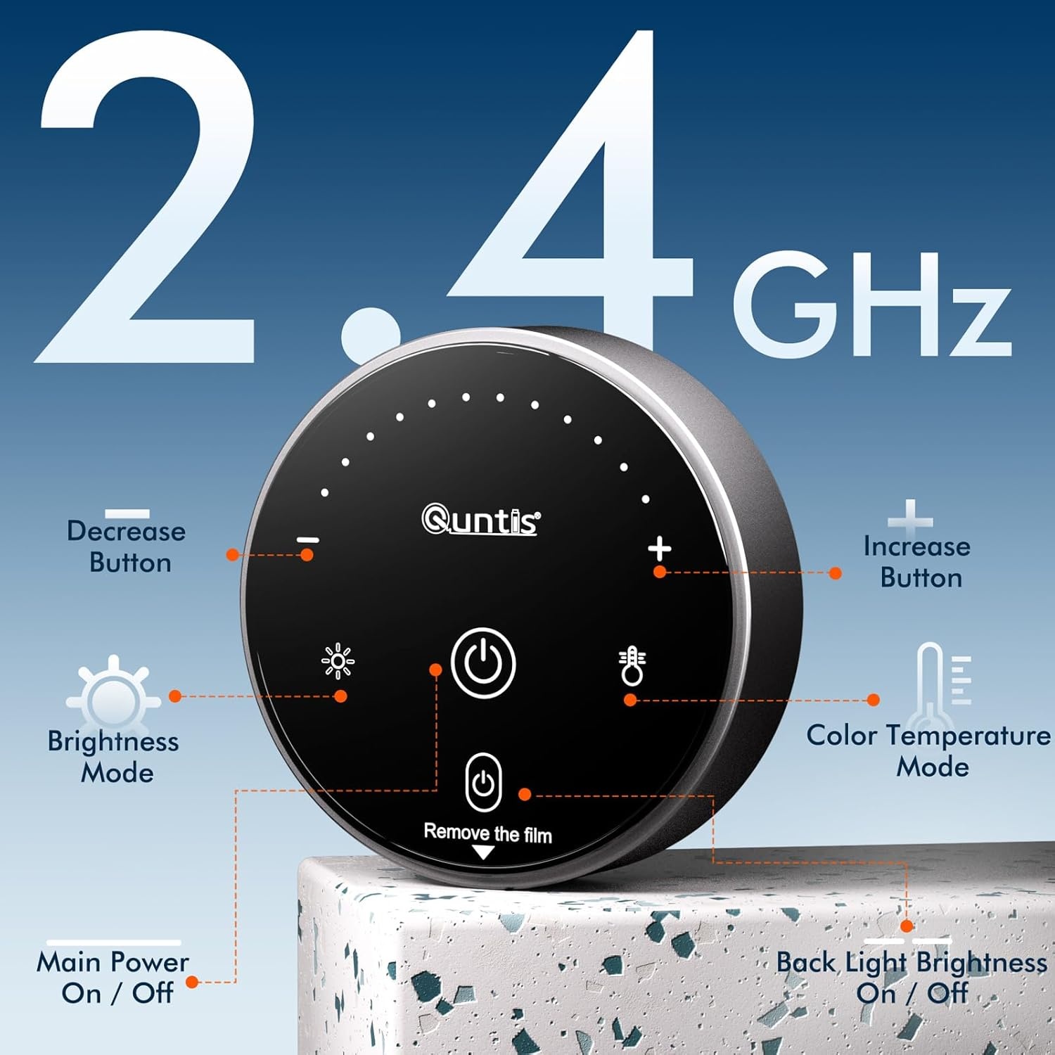 Quntis Monitor Lamp 51cm Zwart met Achtergrondverlichting en Afstandsbediening