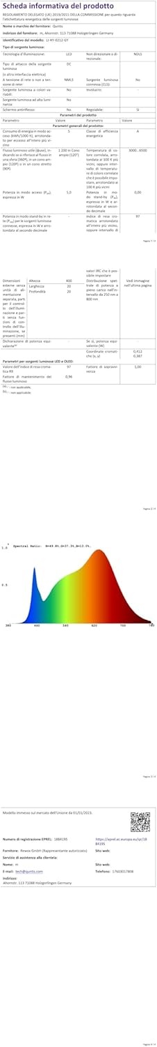 Quntis Monitor Lamp 51cm Zwart met Achtergrondverlichting en Afstandsbediening