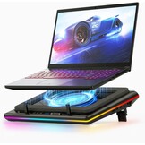 Laptop koelpad met krachtige turboventilator RGB laptop koeler radiator met traploos regelbare snelheid touch-bediening LCD-scherm 3-poorts USB afdichtingsschuim van laptops 38-48 cm