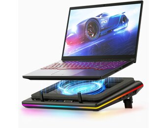 Laptop koelpad met krachtige turboventilator RGB laptop koeler radiator met traploos regelbare snelheid touch-bediening LCD-scherm 3-poorts USB afdichtingsschuim van laptops 38-48 cm