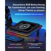 Laptop koelpad met krachtige turboventilator RGB laptop koeler radiator met traploos regelbare snelheid touch-bediening LCD-scherm 3-poorts USB afdichtingsschuim van laptops 38-48 cm