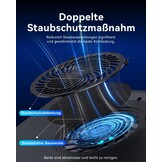 Laptop koelpad met krachtige turboventilator RGB laptop koeler radiator met traploos regelbare snelheid touch-bediening LCD-scherm 3-poorts USB afdichtingsschuim van laptops 38-48 cm