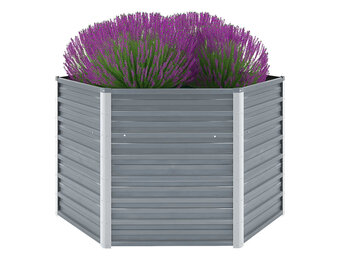 vidaXL Plantenbak verhoogd 129x129x77 cm gegalvaniseerd staal grijs