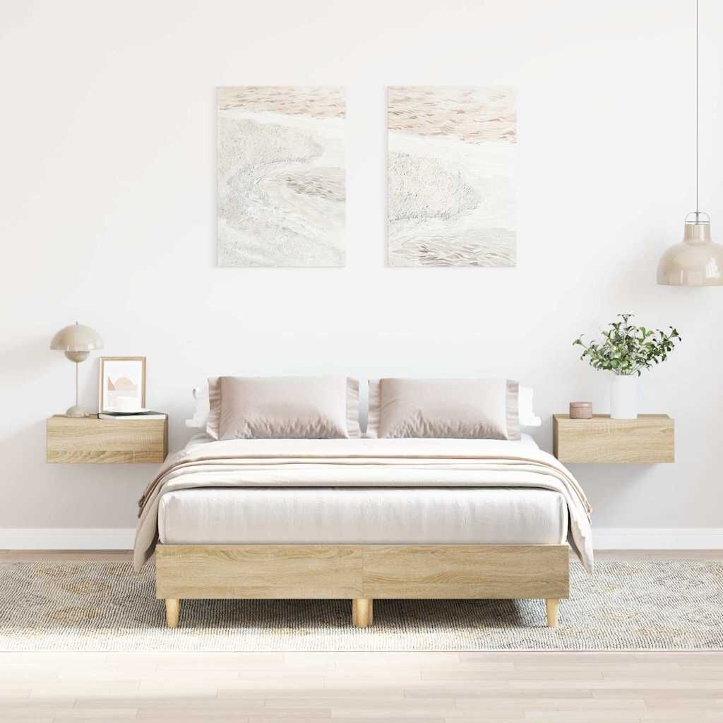 vidaXL Bedframe zonder matras 120x200cm spaanplaat sonoma eikenkleurig