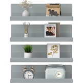 WELDUN Drijvende Planken Set van 4 - Decoratieve Wandplanken Grijs