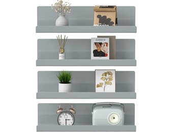 WELDUN Drijvende Planken Set van 4 - Decoratieve Wandplanken Grijs