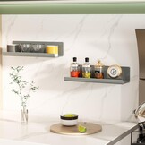 WELDUN Drijvende Planken Set van 4 - Decoratieve Wandplanken Grijs