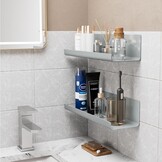 WELDUN Drijvende Planken Set van 4 - Decoratieve Wandplanken Grijs