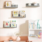 WELDUN Drijvende Planken Set van 4 - Decoratieve Wandplanken Grijs