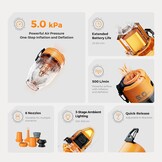 FLEXTAILGEAR MAX Pump 3 draagbare luchtpomp, 5,0 kPa, verlichting, USB-opladen voor het opblazen en legen van zwemhulpen, luchtbedden en zwemringen, vacuümopbergzak