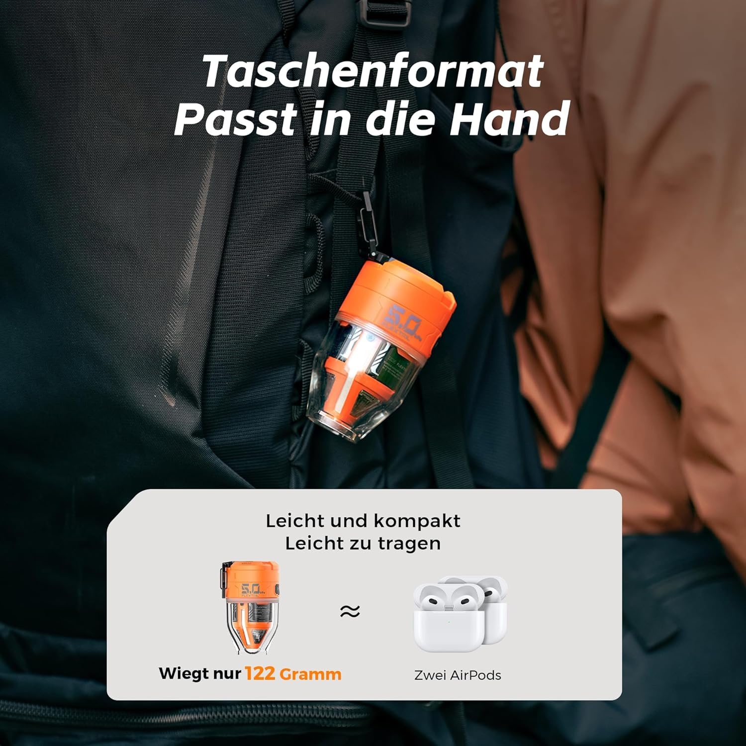 FLEXTAILGEAR MAX Pump 3 draagbare luchtpomp, 5,0 kPa, verlichting, USB-opladen voor het opblazen en legen van zwemhulpen, luchtbedden en zwemringen, vacuümopbergzak
