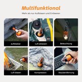 FLEXTAILGEAR MAX Pump 3 draagbare luchtpomp, 5,0 kPa, verlichting, USB-opladen voor het opblazen en legen van zwemhulpen, luchtbedden en zwemringen, vacuümopbergzak