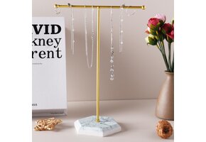 Sieraden Standaard T-Bar met Marmer Dienblad - 25,5x18,5 cm (39% Korting)