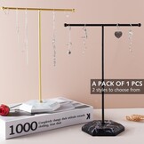 Sieraden Organizer Standaard, T-Bar Halsketting Display Standaard Oorbellen Houder Metaal hangende Hanger Rek met Marmer Patroon Dienblad, Sieraden Display Standaard voor Armbanden Ringen Horloges