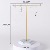 Sieraden Organizer Standaard, T-Bar Halsketting Display Standaard Oorbellen Houder Metaal hangende Hanger Rek met Marmer Patroon Dienblad, Sieraden Display Standaard voor Armbanden Ringen Horloges