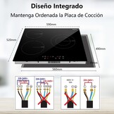 Keramische Inbouwkookplaat 60 cm, 3-pits, 5200W, Energiezuinig met Timer & Kinderbeveiliging - 79% Korting