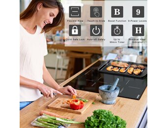 Karinear Inductiekookplaat 60 cm Zwart met 4 Zones, Schuifregelaar en Flexibele Zones
