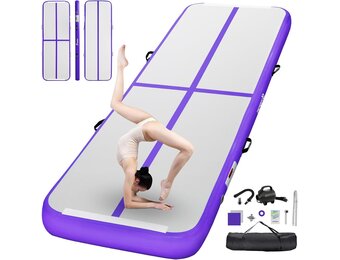 FBSPORT Airtrack Mat, 20 cm hoog, koolstofvezel, tumbling-mat, lengte 3 m, opblaasbare gymnastiekmat, trainingsmat voor oefeningen, tumbling