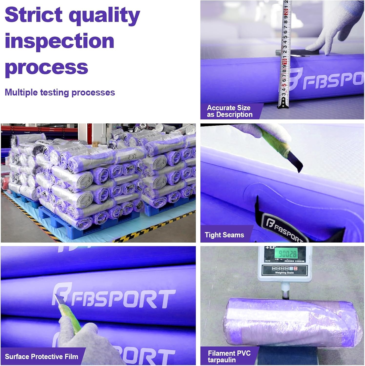 FBSPORT Airtrack Mat, 20 cm hoog, koolstofvezel, tumbling-mat, lengte 3 m, opblaasbare gymnastiekmat, trainingsmat voor oefeningen, tumbling