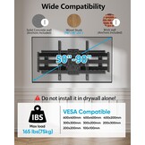 FORGING MOUNT TV muurbeugel beugel met 6 sterke armen draaibare kantelbare volledige beweging dubbel scharnier televisiebeugel voor 50-90 inch flat/curve televisie tot 75 kg, max. VESA 600 x 400 mm