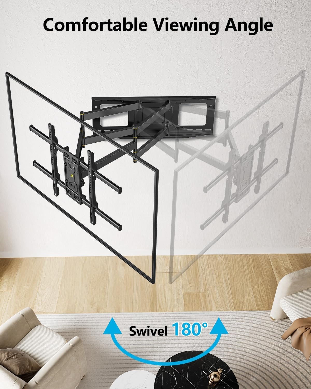 FORGING MOUNT TV muurbeugel beugel met 6 sterke armen draaibare kantelbare volledige beweging dubbel scharnier televisiebeugel voor 50-90 inch flat/curve televisie tot 75 kg, max. VESA 600 x 400 mm