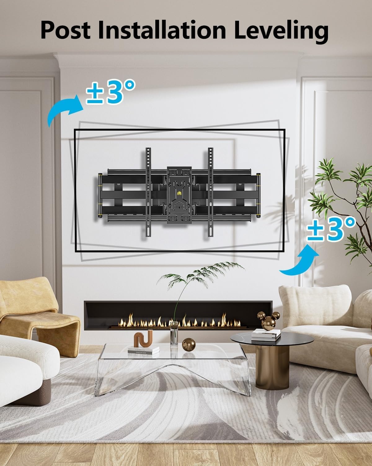 FORGING MOUNT TV muurbeugel beugel met 6 sterke armen draaibare kantelbare volledige beweging dubbel scharnier televisiebeugel voor 50-90 inch flat/curve televisie tot 75 kg, max. VESA 600 x 400 mm