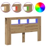 vidaXL Hoofdeinde met LED 160x18,5x103,5 cm hout artisanaal eikenkleur